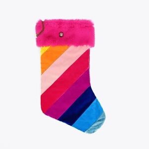 NWT Kurt Geiger London Stripe Faux Fur Christmas Holiday Stocking